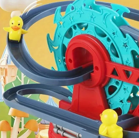 Musical Fire Truck Duck Race Track Toy with Lights and Climbing Ladder